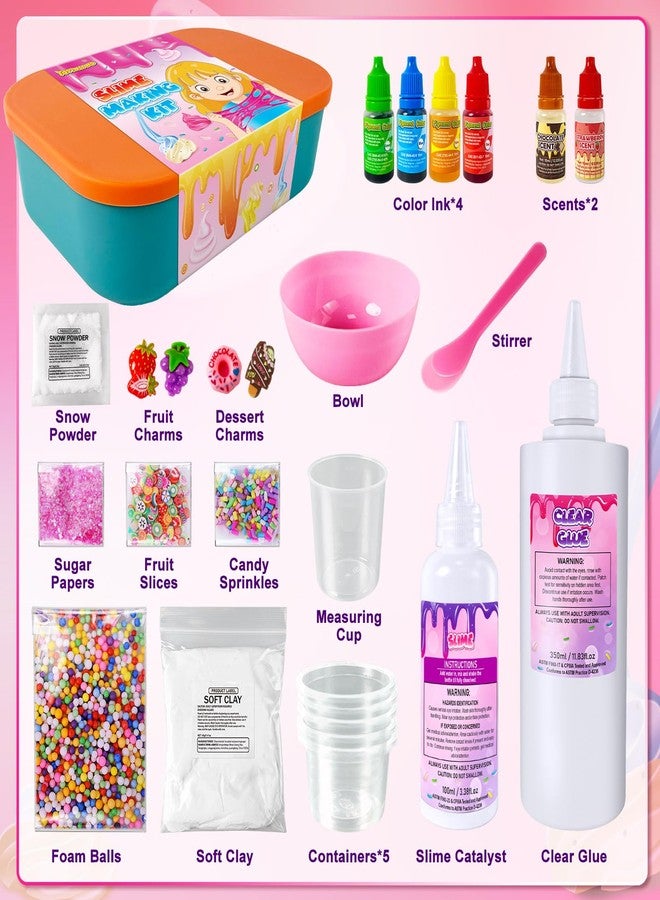 YOPINSAND Ice Cream DIY Slime Kit for Girls, Glimmer Crunchy, Confetti Slime Making Kit for Girls, Butter, Foam, Cloud Slime with Add-ins, Foam Balls, Charms, Party Favors Gift Toys for Kids 3-12 - Image 2